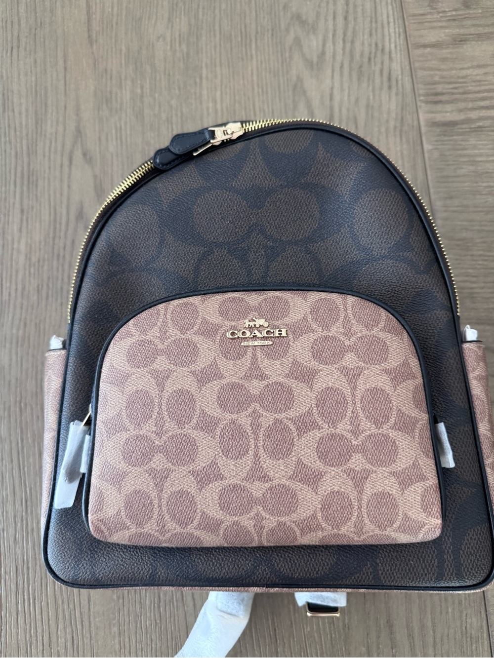 Coach Two-Tone Signature Mini Backpack in Brown and Pink